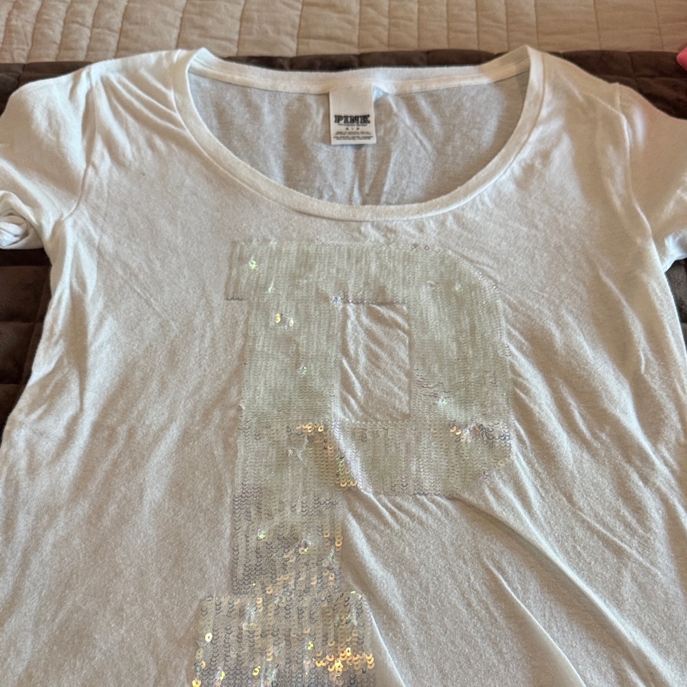 White Sequin Top Pink Victoria Secret